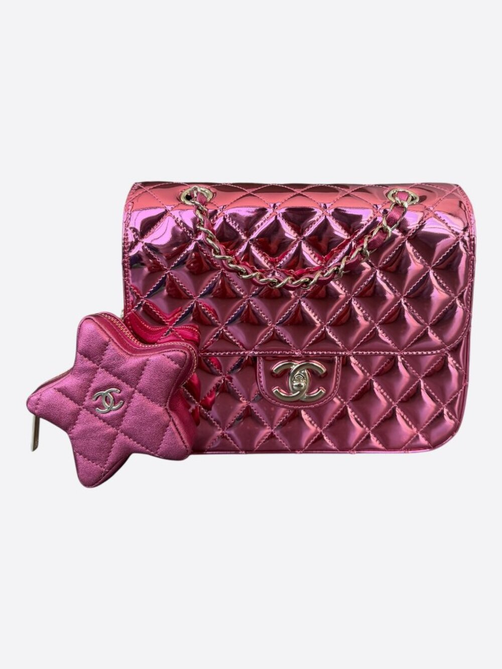 Chanel Pink Mirror Quilted Hollywood Boulevard Backpack